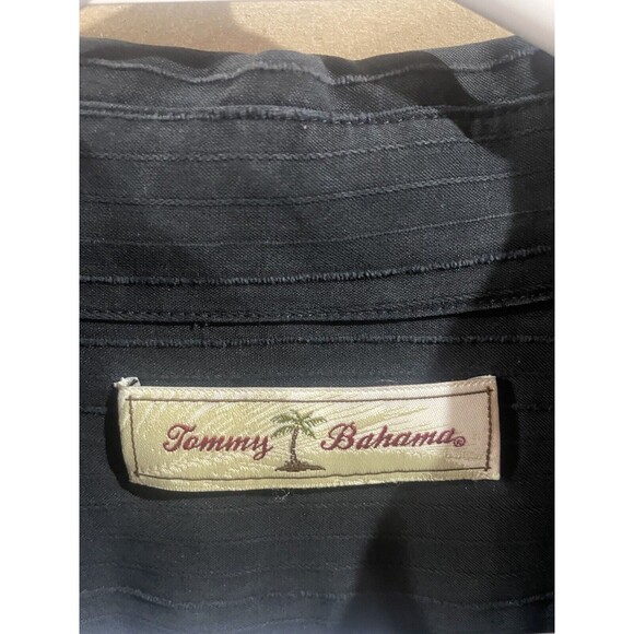 Tommy Bahama Shirt Mens XL Black 94%  Silk Short Sleeve Button Up Shirt - Picture 3 of 4